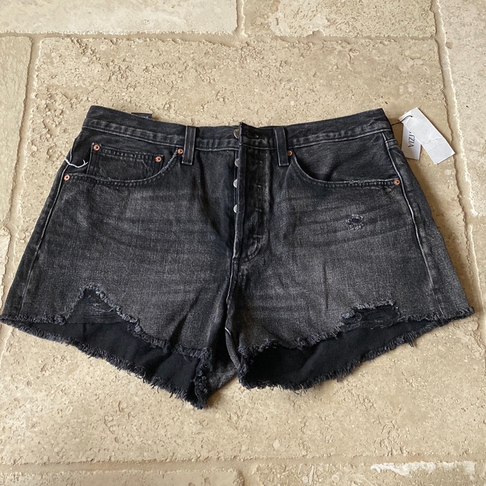 Aritzia Denim Forum Ex Boyfriend Black Jean Shorts